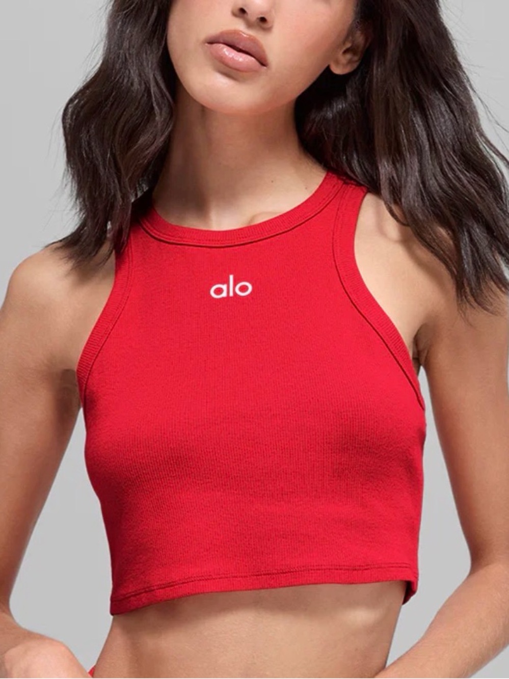 Alo Red Cropped Tank with Logo size XS women New